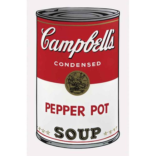 ANDY WARHOL, II.51: Campbell's Pepper Pot Soup, Con Sello en la parte posterior, Serigrafía S/N, 81x 48 cm