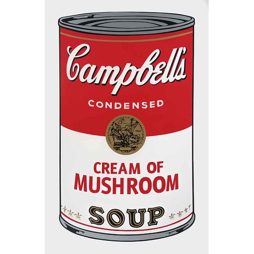 ANDY WARHOL, II.53: Campbell´s Soup I, Campbell's Cream of Mushroom Soup, Con Sello en la parte posterior, Serigrafía S/N, 81x 48 cm