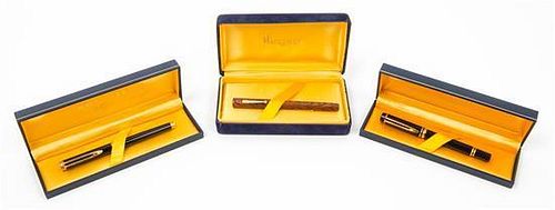 A Group of Three Waterman Pens Length of longest 5 3/4 inches.