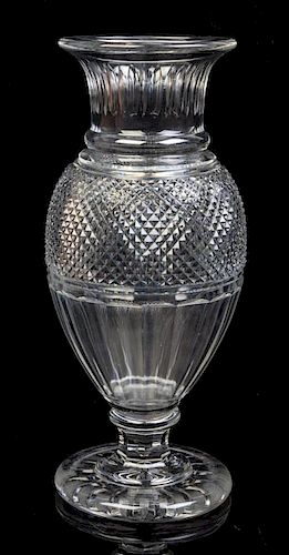 A Baccarat Glass Vase Height 13 1/2 inches.