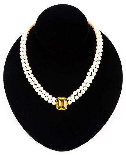 Pearl and Citrine 14K Necklace