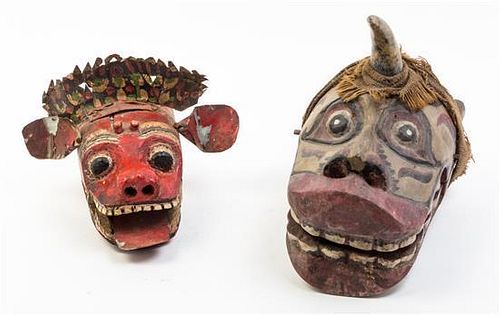 * Three Southeast Asian Barong Masks Width of largest 21 1/4 inches.