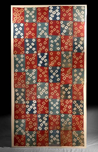 Vibrant / Large  Nazca Textile Mantle Tie-Dyed