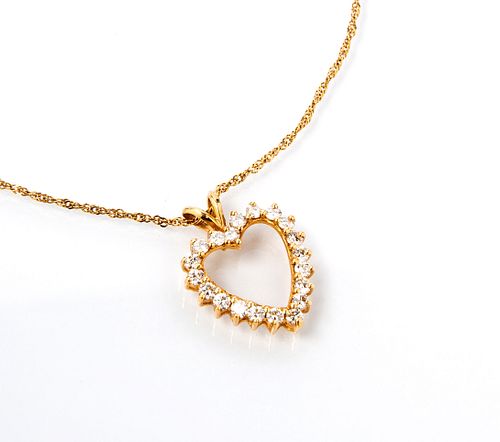 14K and Diamond Heart Necklace