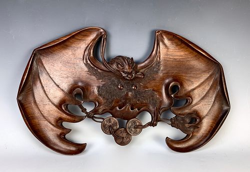 Rare Chinese Carved Wood "Bat"