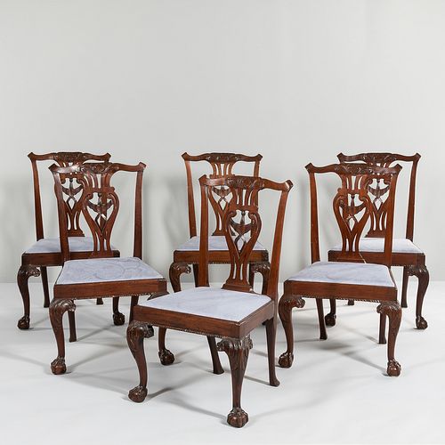 Set of Six Georgian Chippendale Carved Dining Chairs