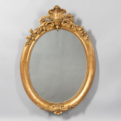 Neoclassical-style Giltwood Oval Mirror