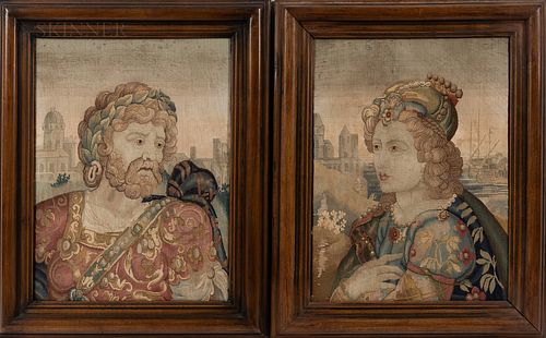 Pair of Framed Tapestry Fragments