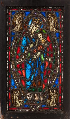 Madonna and Child Stained Glass Panel