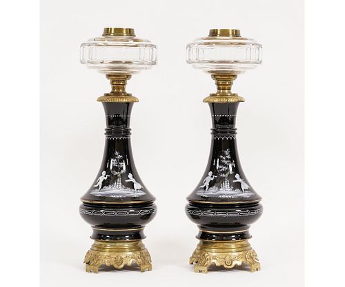 PAIR OF MARY GREGORY LAMPS
