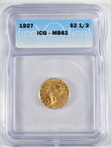 1927 GOLD $2.5 INDIAN  ICG MS-62