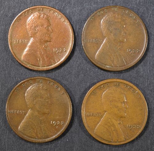 (4) 1922-D LINCOLN CENTS  VF OR BETTER