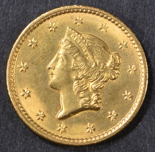 1849 CL WREATH GOLD DOLLAR  GEM BU