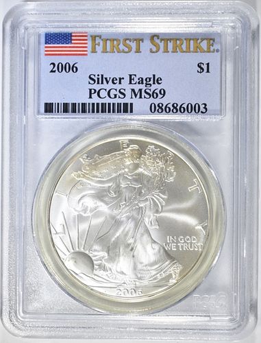 2006 AMER SILVER EAGLE  FIRST STRIKE PCGS MS 69