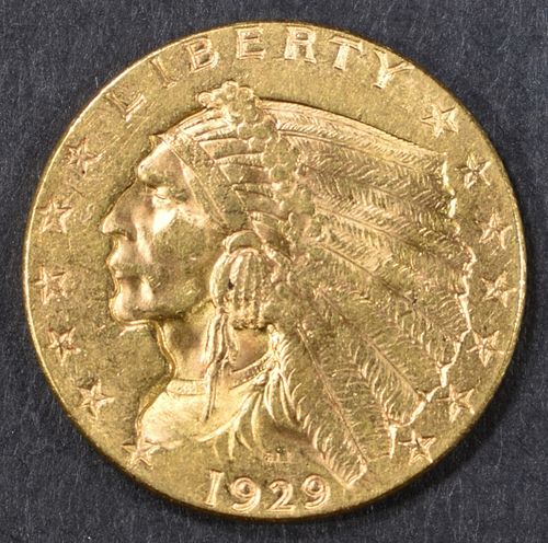 1929 $2.5 GOLD INDIAN AU