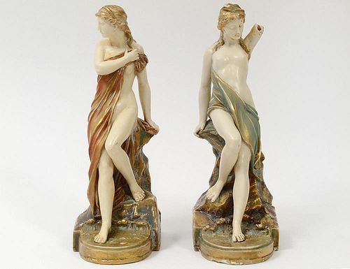 PAIR OF ROYAL WORCESTER PORCELAIN FIGURAL BOOKENDS
