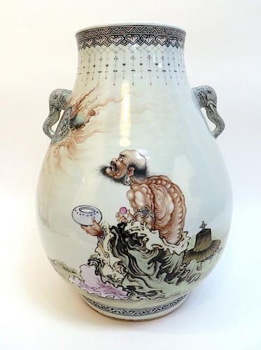 Large 20th C Immortal Zun Vase
