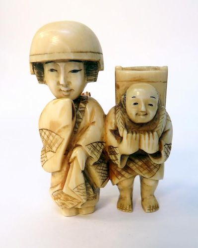 19th C Japanese Ivory Netsuke With Movable Head