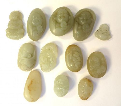 Twelve Carved Jade Pendants