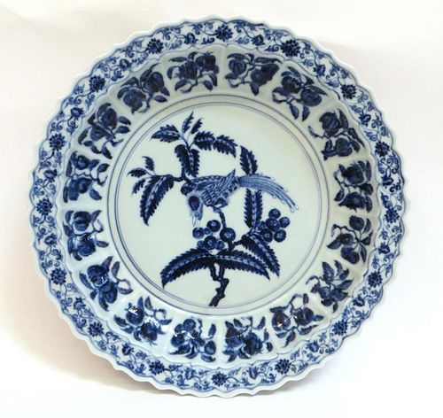 Ming Dynasty Style Blue And White Shallow Bowl