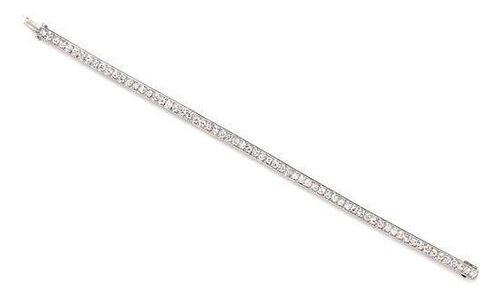 A Platinum and Diamond Line Bracelet, 11.60 dwts.