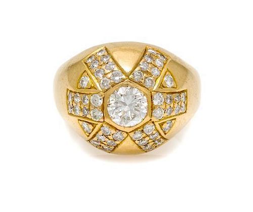* An 18 Karat Yellow Gold and Diamond Ring, 10.50 dwts.