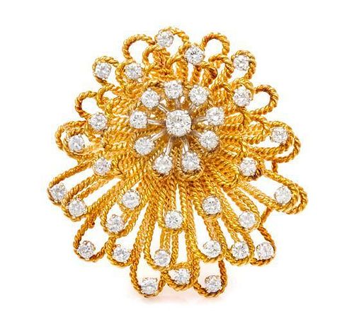 A Yellow Gold and Diamond Brooch, Circa 1960, 21.70 dwts.