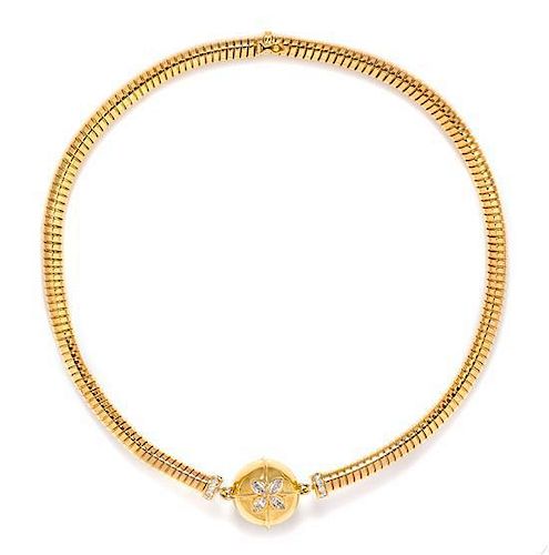 An 18 Karat Yellow Gold and Diamond Necklace, Faraone, 43.20 dwts.