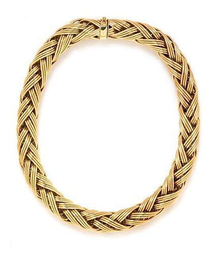* An 18 Karat Yellow Gold Woven Link Necklace, 162.10 dwts.