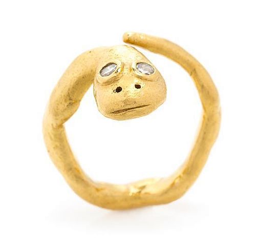 A 22 Karat Yellow Gold and Diamond Serpent Ring, Jean Mahie, 9.40 dwts.
