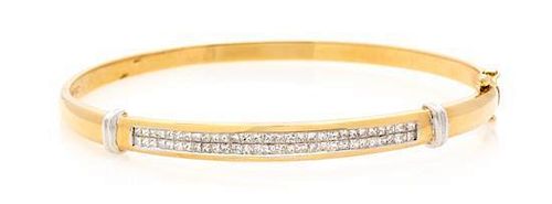 A 14 Karat Yellow Gold and Diamond Bangle Bracelet, 15.20 dwts.