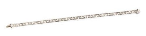 A Platinum and Diamond Line Bracelet, Circa 1920, 9.30 dwts.