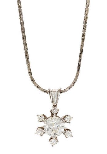 A White Gold and Diamond Pendant, 4.40 dwts.
