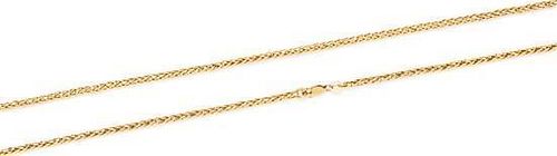 * An 18 Karat Yellow Gold Longchain Wheat Necklace, 21.90 dwts.