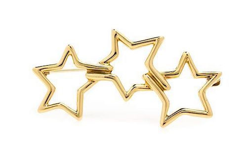 * An 18 Karat Yellow Gold Three Star Brooch, Tiffany & Co., Circa 1986, 4.20 dwts.