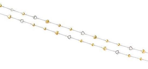* An 18 Karat Yellow and White Gold Heart Motif Longchain Necklace, Tiffany & Co., 22.30 dwts.