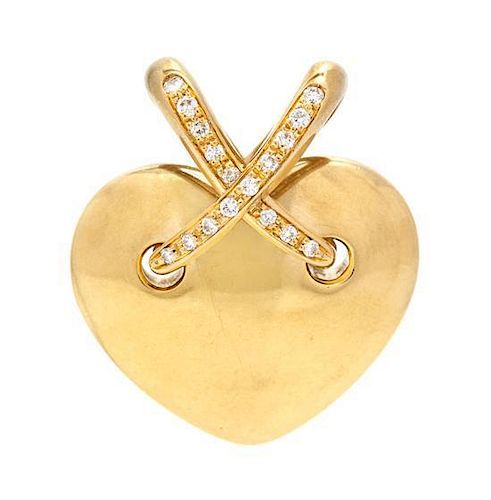An 18 Karat Yellow Gold and Diamond Heart Pendant, Chaumet, 8.20 dwts.