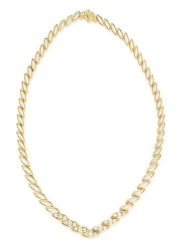 An 14 Karat Yellow Gold and Diamond Necklace, Jose Hess, 16.19 dwt