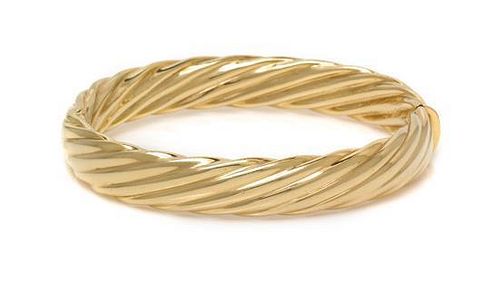 A 14 Karat Yellow Gold Bangle Bracelet, Italy, 8.80 dwts.
