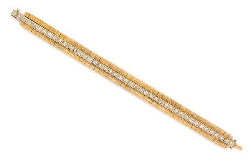 A 14 Karat Yellow Gold and Diamond Bracelet, 17.80 dwts.