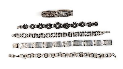 A Collection of Silver Bracelets, 63.20 dwts.