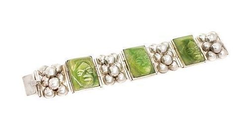 A Sterling Silver and Hardstone Bracelet, Mexico, 53.90 dwts.