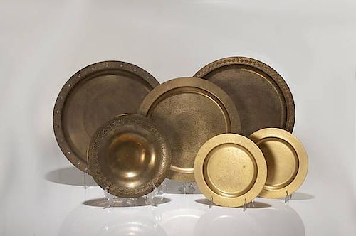 Group of Tiffany Studios Gilt Bronze Trays And Bowls 