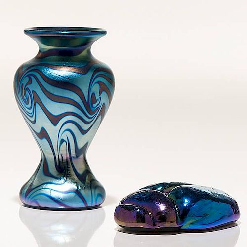 Carlson Miniature Vase and Scarab Paperweight 
