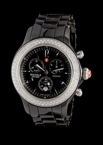A Stainless Steel, Ceramic and Diamond Chronograph Jetway Wristwatch, Michelle,