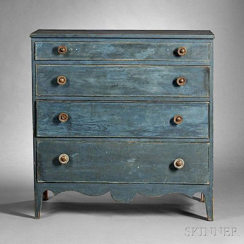 Blue-painted Pine Chest of Drawers
