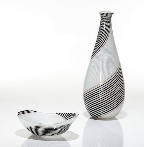 Dino Martens for Aureliano Toso Vase and Dish 