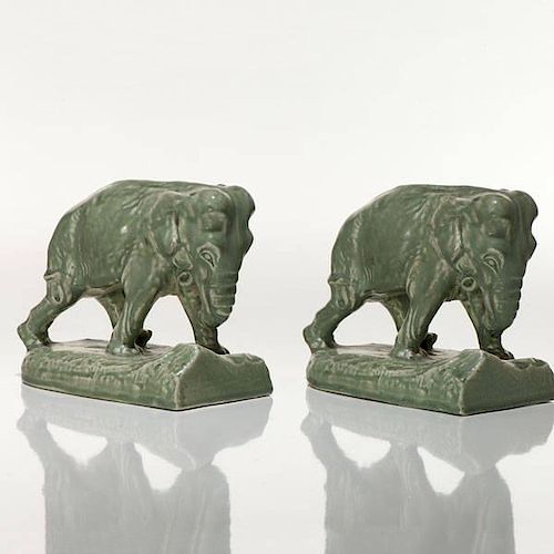 Rookwood Elephant Bookends, by William McDonald 