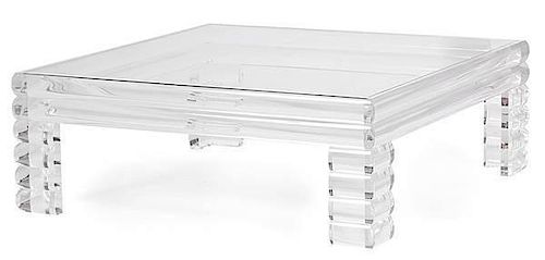 Lucite Glass-Top Coffee Table 