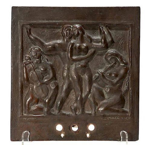The Dance, Family Musical Bronze Plaque by William Zorach 